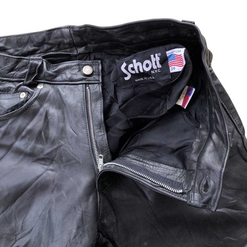 Leather × Made In Usa × Schott SCHOTT N.Y.C Black… - image 8