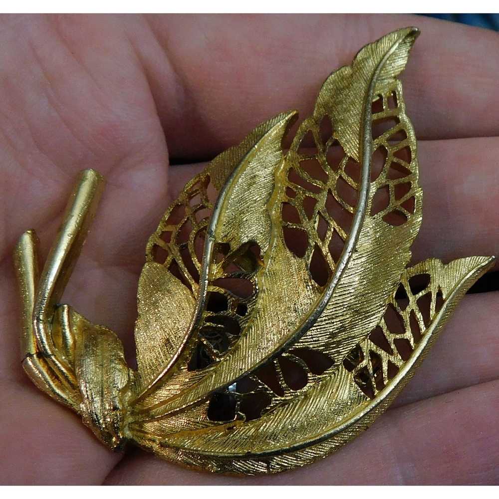 Other Gold Brushed Fall Leaf Brooch - image 1