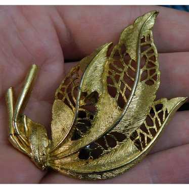 Other Gold Brushed Fall Leaf Brooch - image 1