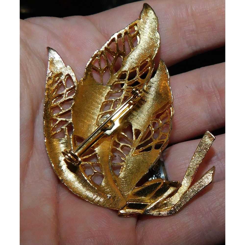 Other Gold Brushed Fall Leaf Brooch - image 4