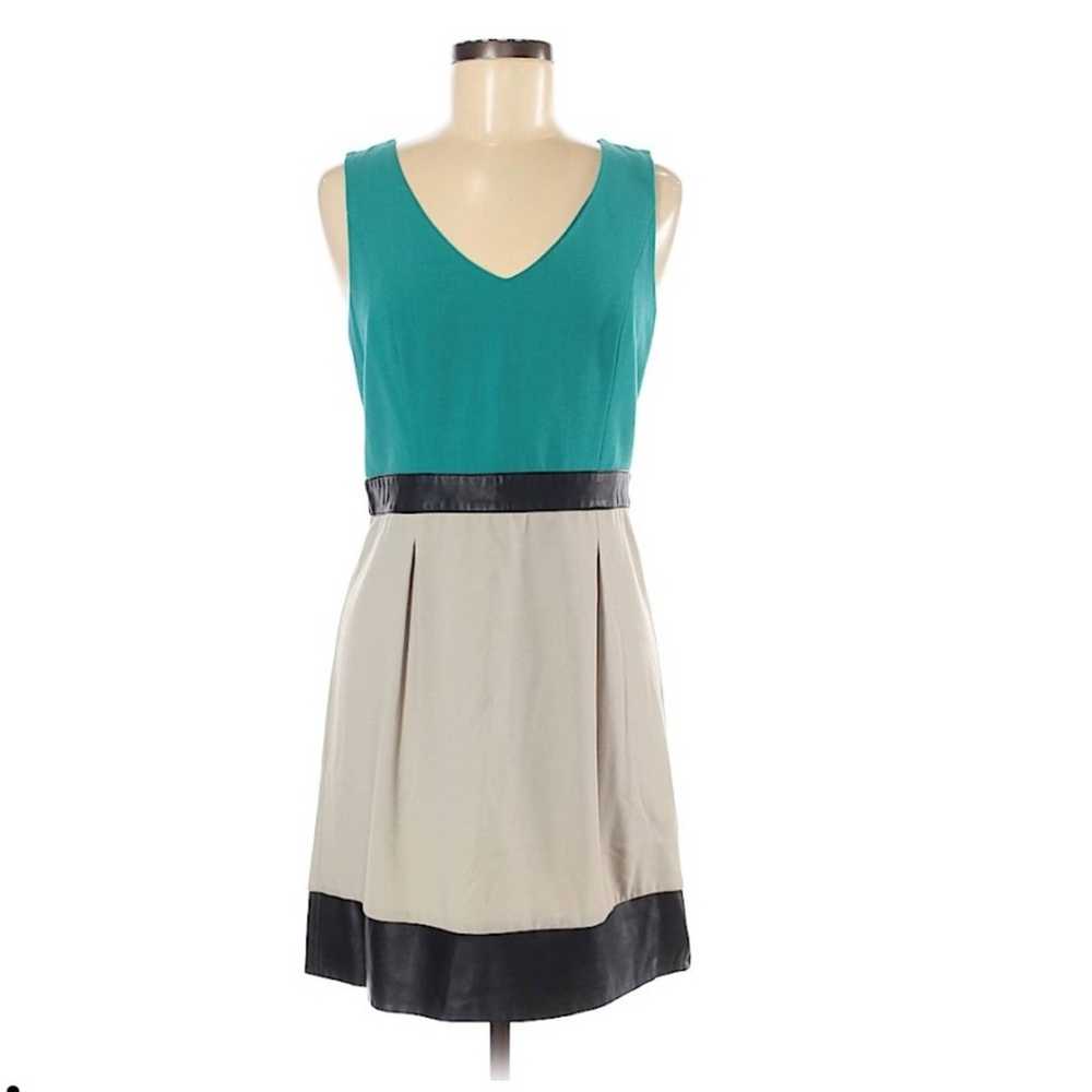 Other Kensie color block dress teal faux leather M - image 1