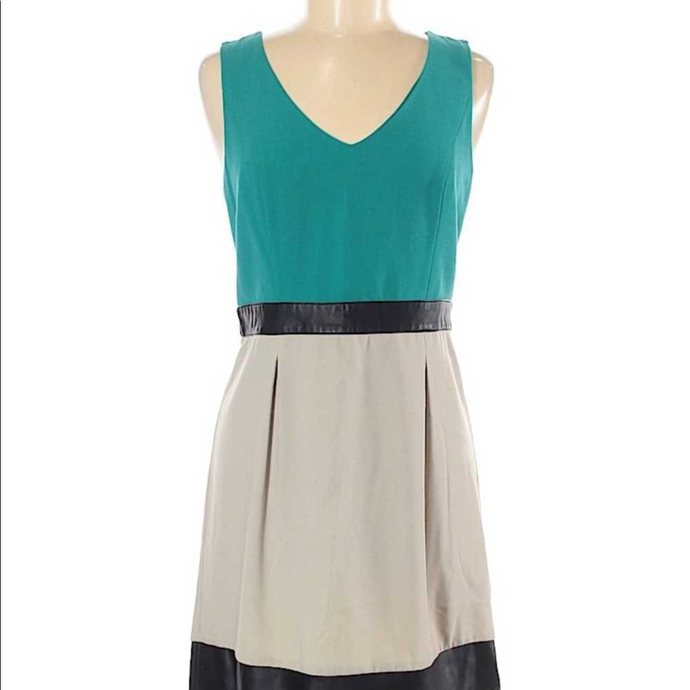 Other Kensie color block dress teal faux leather M - image 2