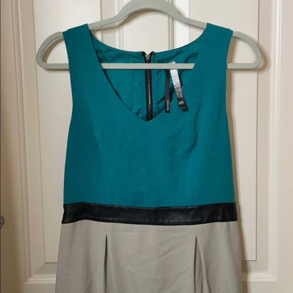 Other Kensie color block dress teal faux leather M - image 6