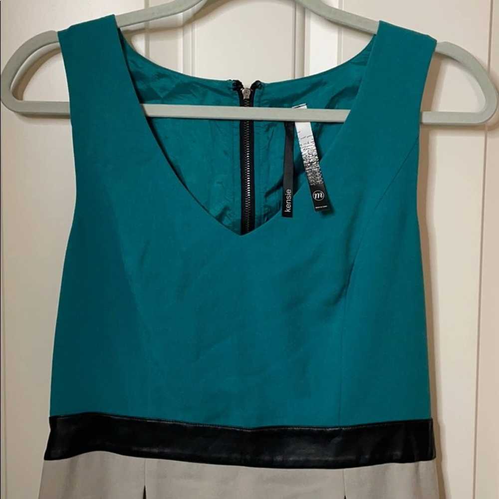 Other Kensie color block dress teal faux leather M - image 8