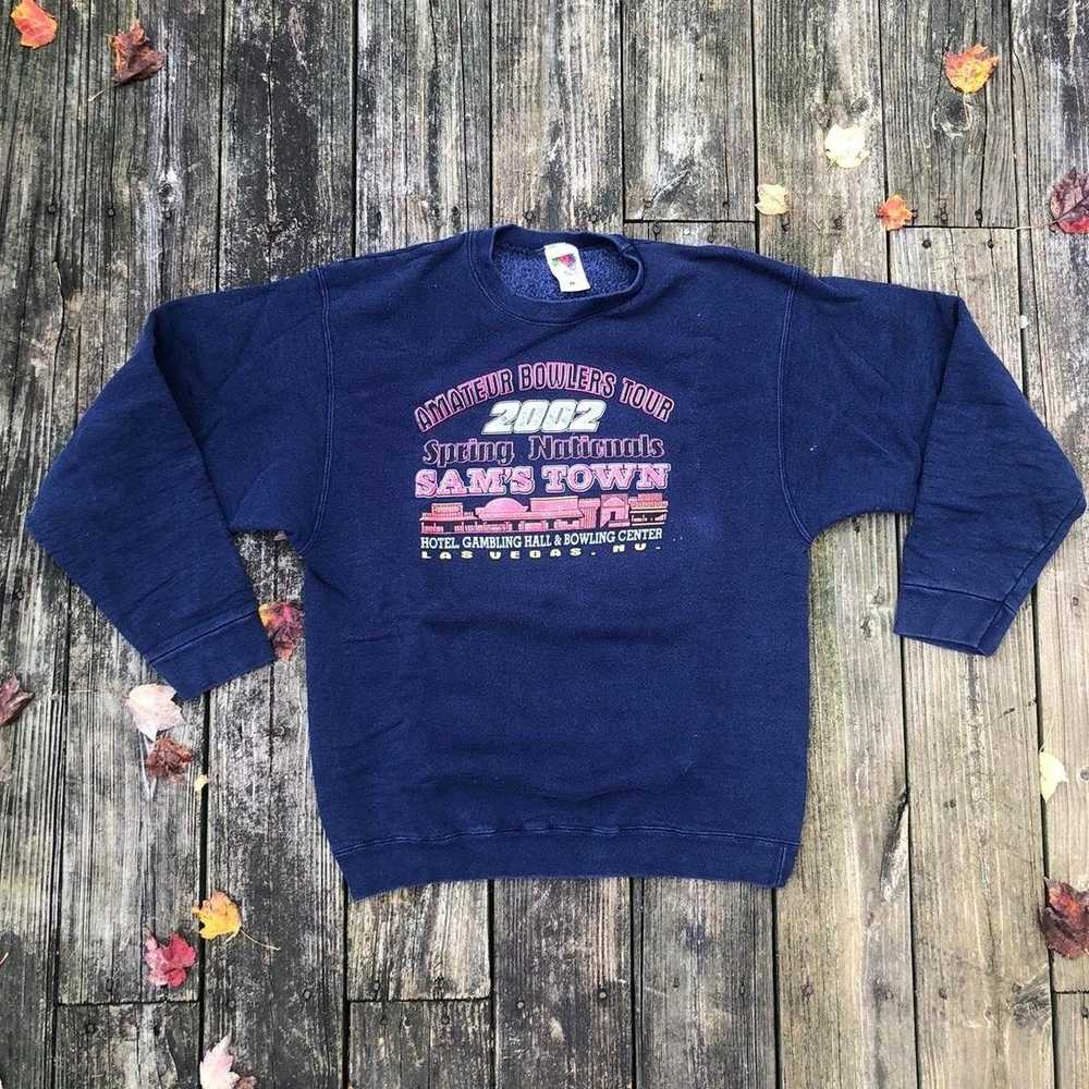 Vintage Vintage Navy And Red Bowling Small Town S… - image 1