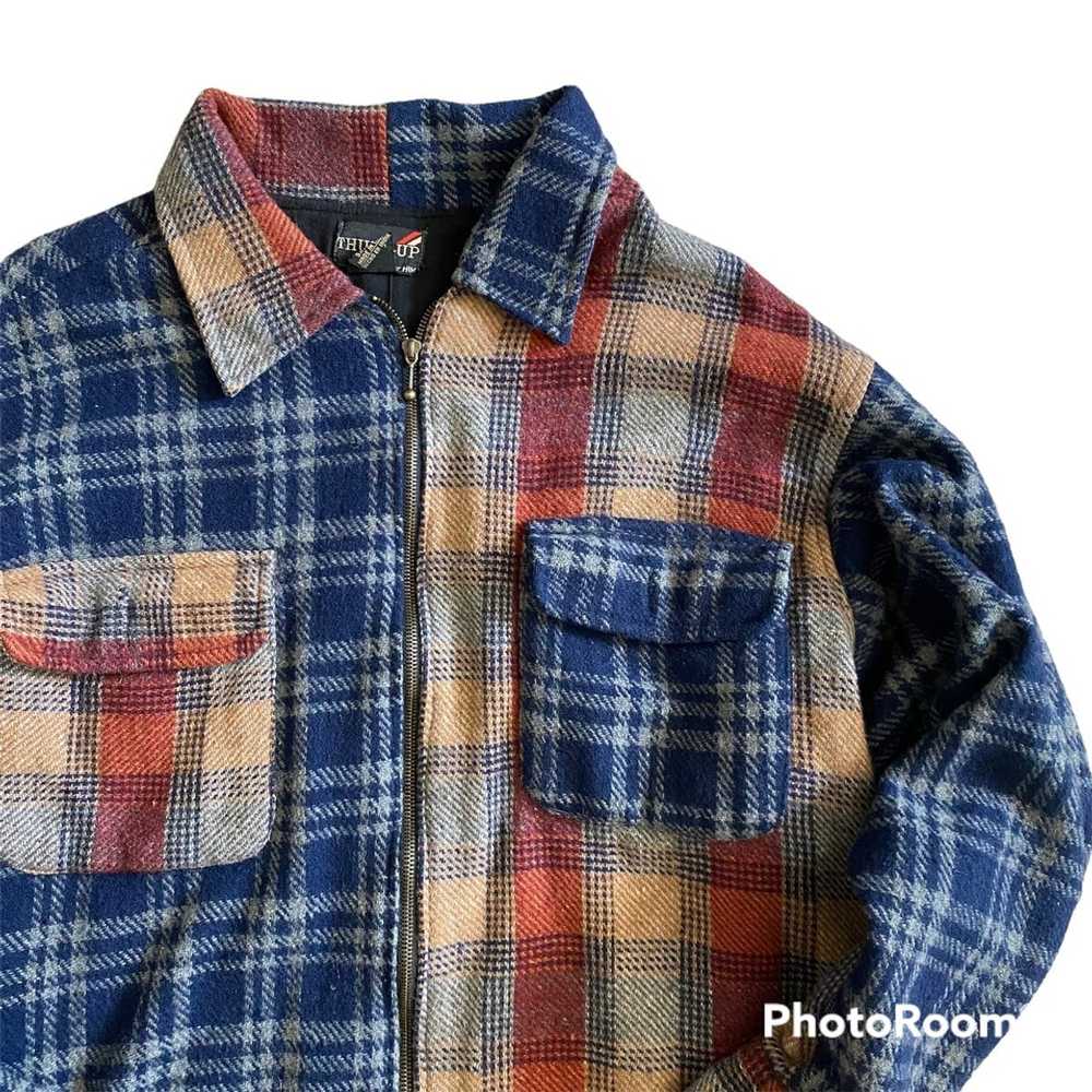 Vintage Vintage 90s Plaid Patch work zip up shirt… - image 2