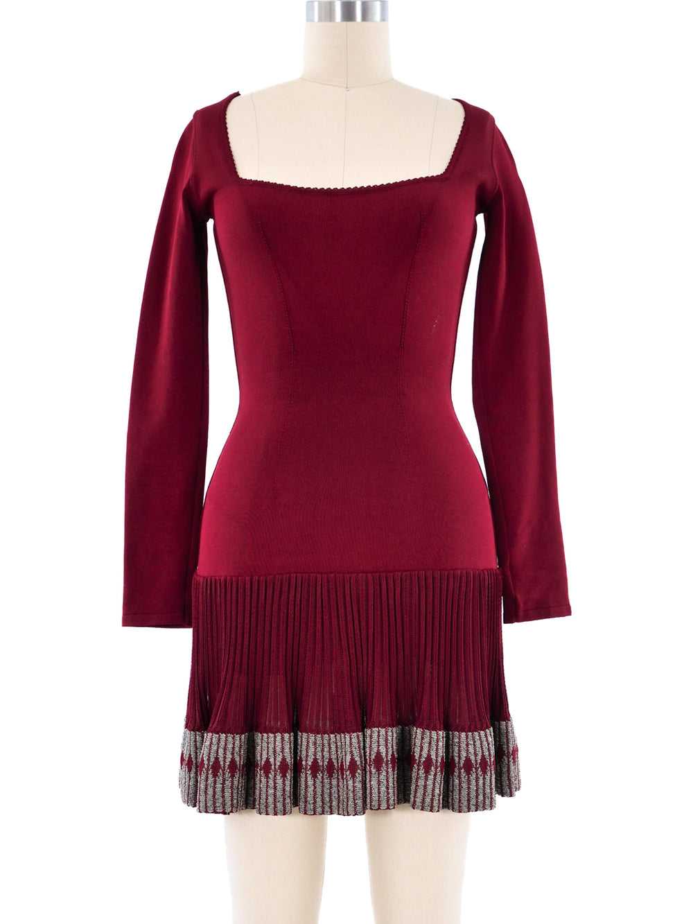 Alaia Cranberry Fit and Flare Ruffle Dress - image 1