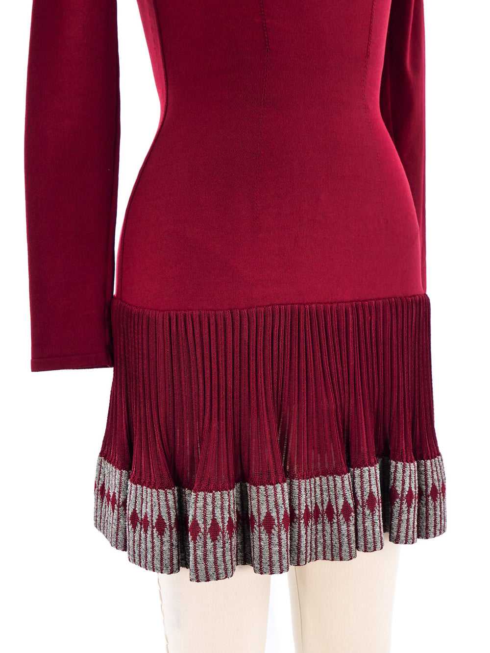 Alaia Cranberry Fit and Flare Ruffle Dress - image 2