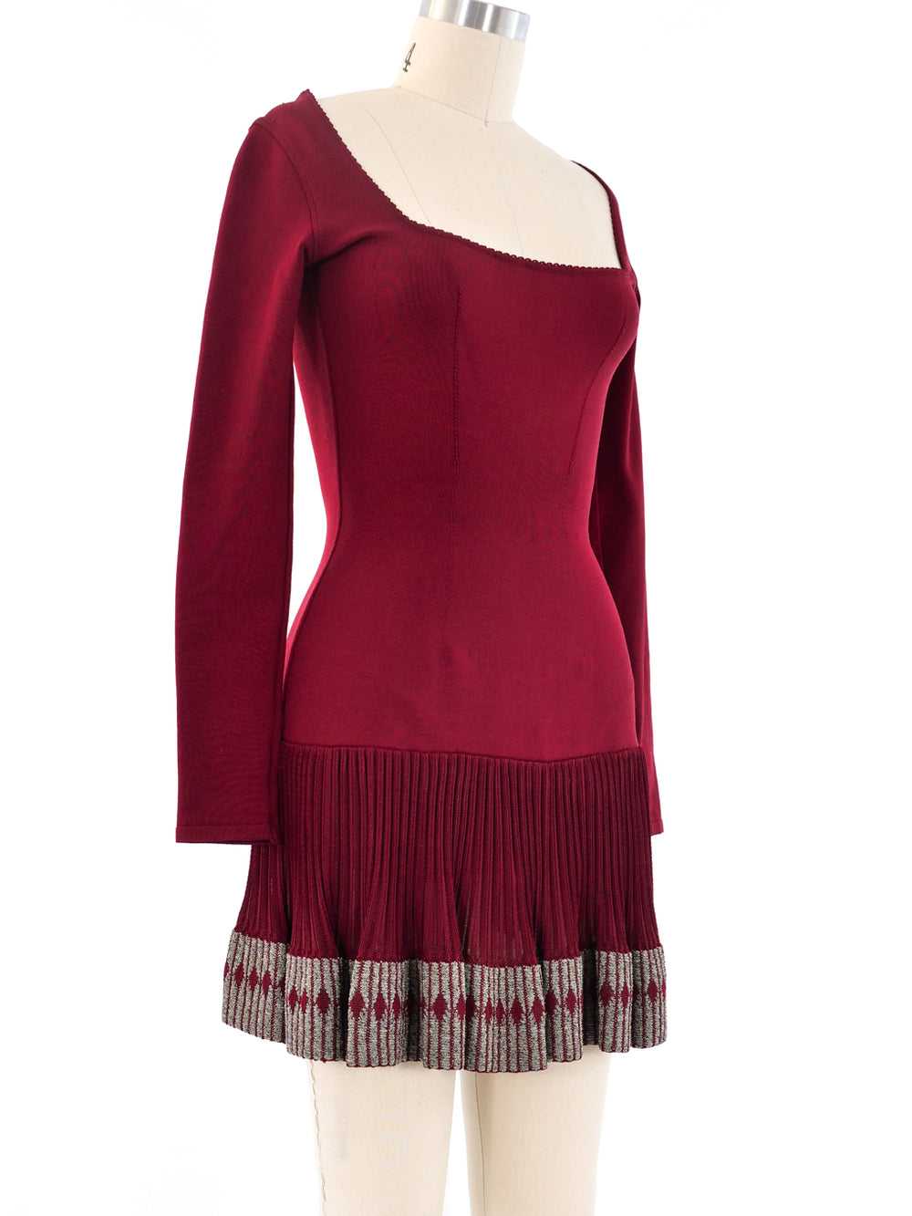 Alaia Cranberry Fit and Flare Ruffle Dress - image 5