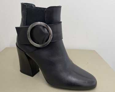 Designer Italian Black High Heel Ankle Bootie Sz … - image 1