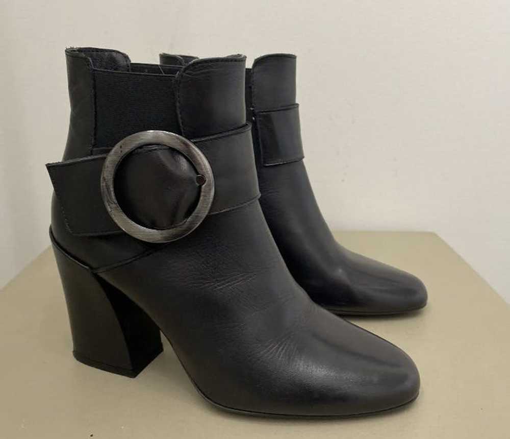 Designer Italian Black High Heel Ankle Bootie Sz … - image 2