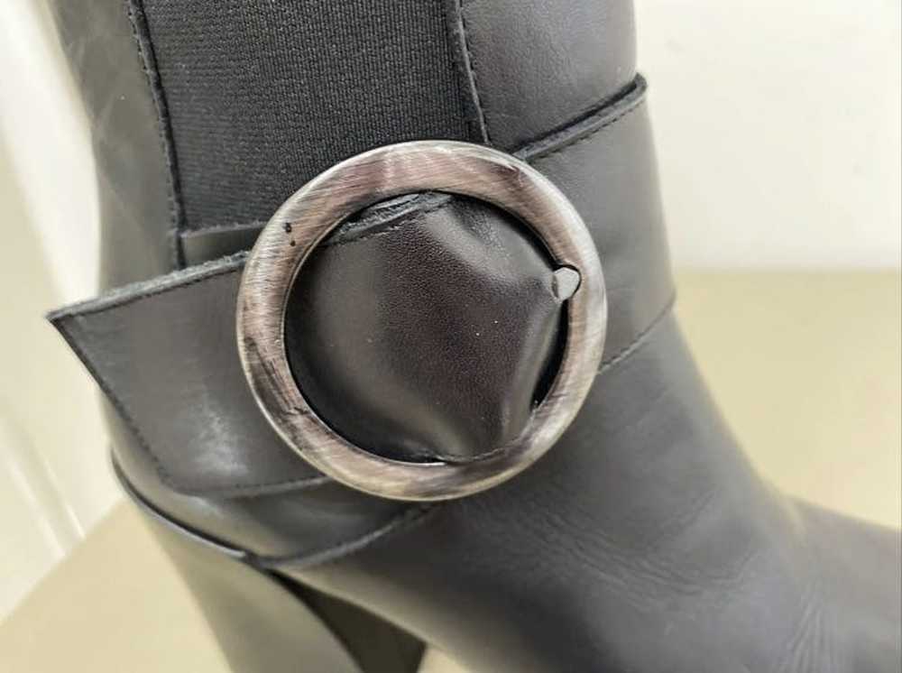 Designer Italian Black High Heel Ankle Bootie Sz … - image 9