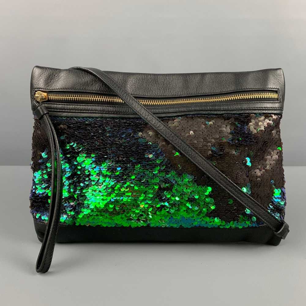 Paul Smith Black Green Sequined Leather Cross Bod… - image 1