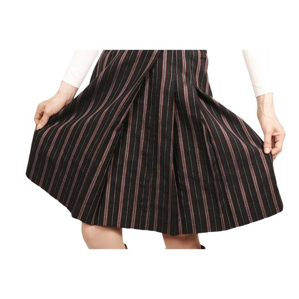 Cacharel Tapestry Pleated A Line Midi Skirt Navy … - image 3