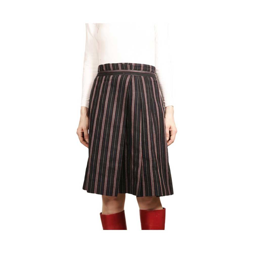 Cacharel Tapestry Pleated A Line Midi Skirt Navy … - image 7