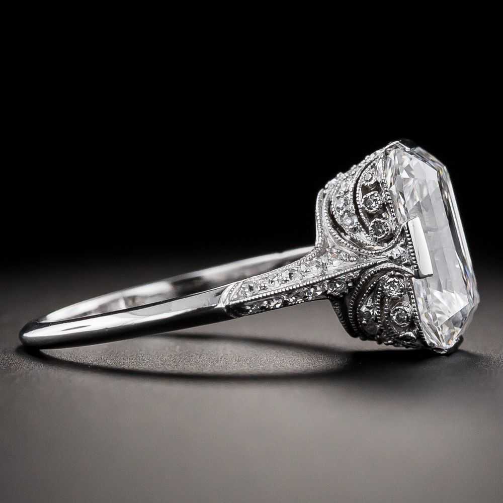 Art Deco 3.89 Carat Emerald Cut Diamond Ring - GI… - image 2