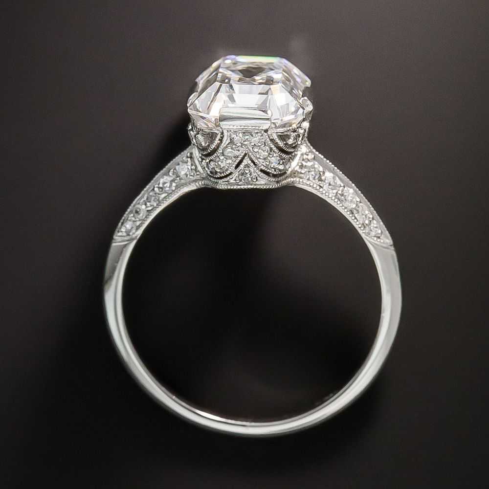 Art Deco 3.89 Carat Emerald Cut Diamond Ring - GI… - image 3