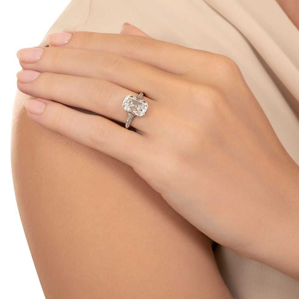 Art Deco 3.89 Carat Emerald Cut Diamond Ring - GI… - image 5