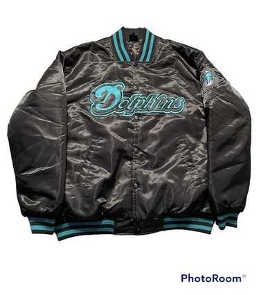 Vintage 1989s Miami Dolphins Chalk Line Satin Bomber Jacket - XL