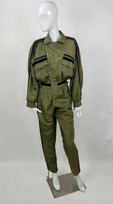 Passion 80s Army Green Parachute Silk Sporty Jump… - image 1