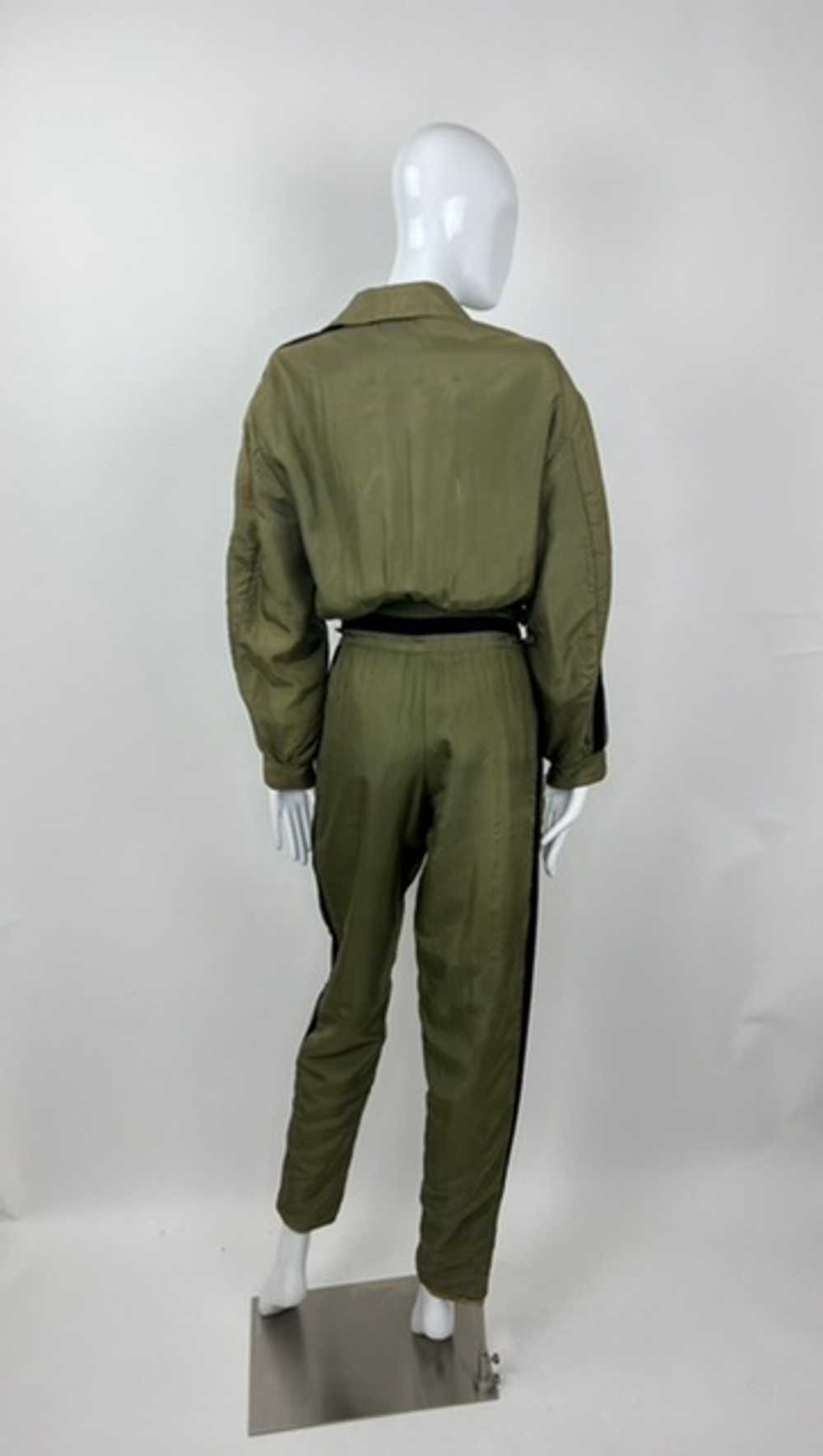 Passion 80s Army Green Parachute Silk Sporty Jump… - image 2