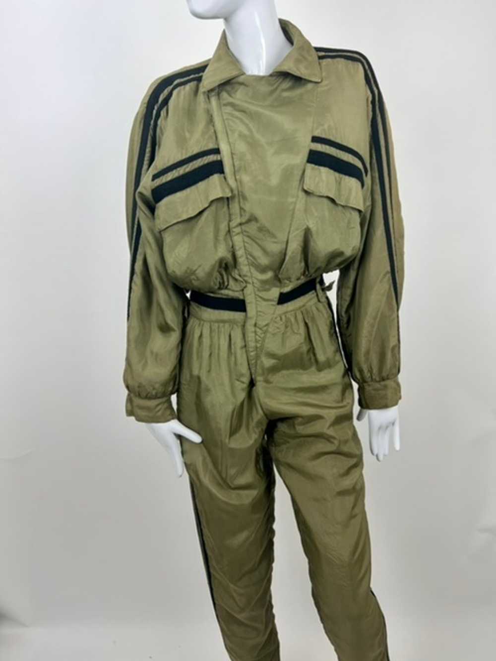 Passion 80s Army Green Parachute Silk Sporty Jump… - image 3