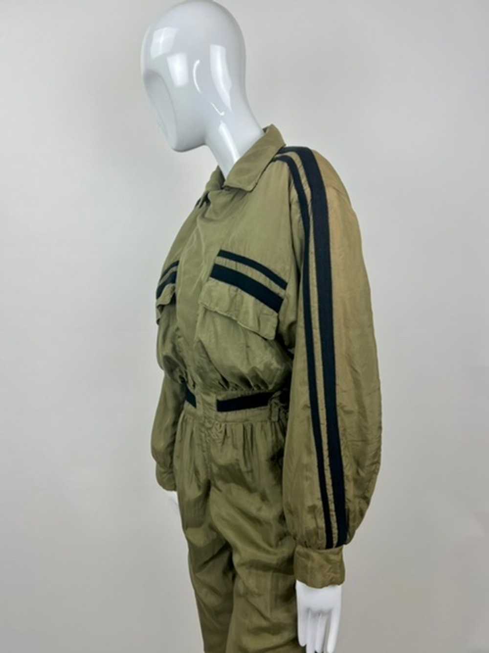 Passion 80s Army Green Parachute Silk Sporty Jump… - image 4