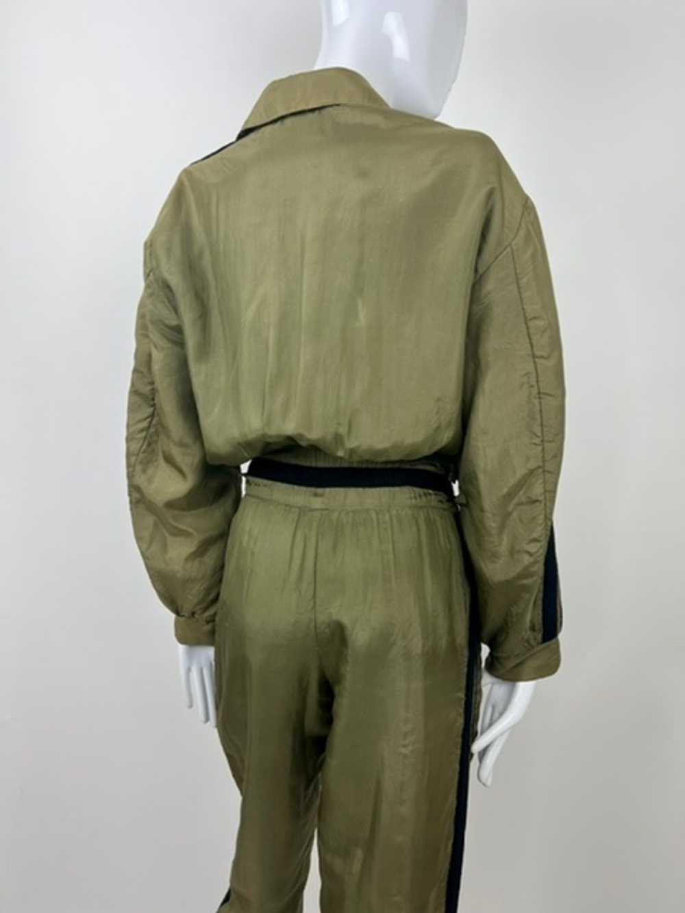 Passion 80s Army Green Parachute Silk Sporty Jump… - image 5