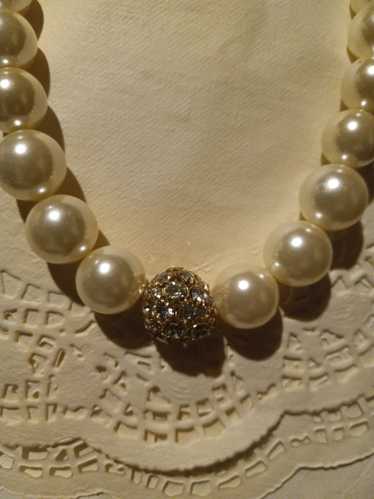 Vintage White Glass Ball Necklace - image 1