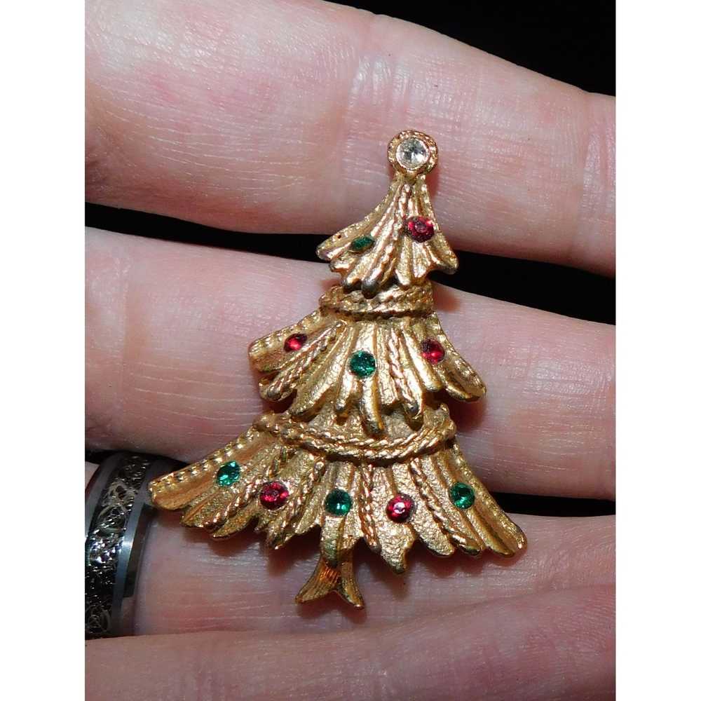 Other Vintage Gold Christmas Tree Brooch - image 1