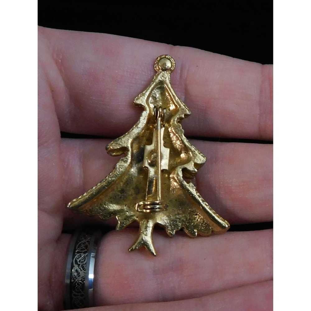 Other Vintage Gold Christmas Tree Brooch - image 3