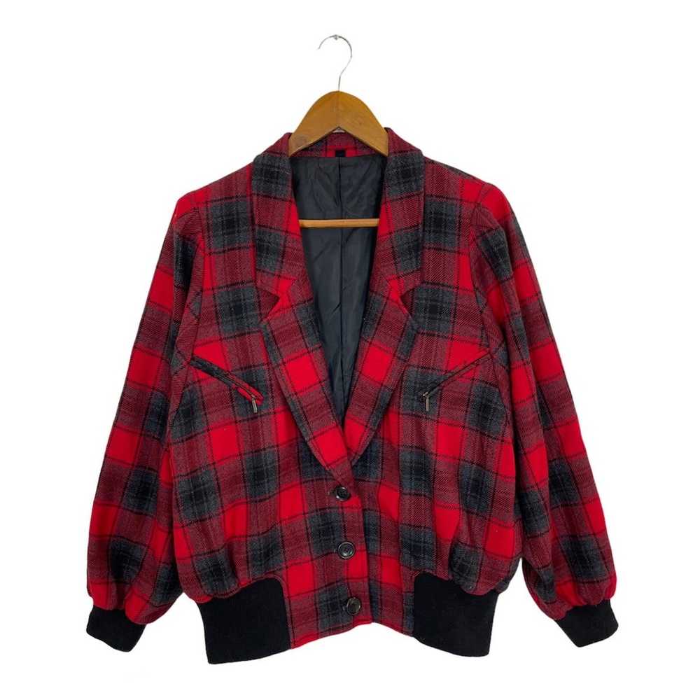 Streetwear × Varsity Jacket Vintage Tartan Varsit… - image 1