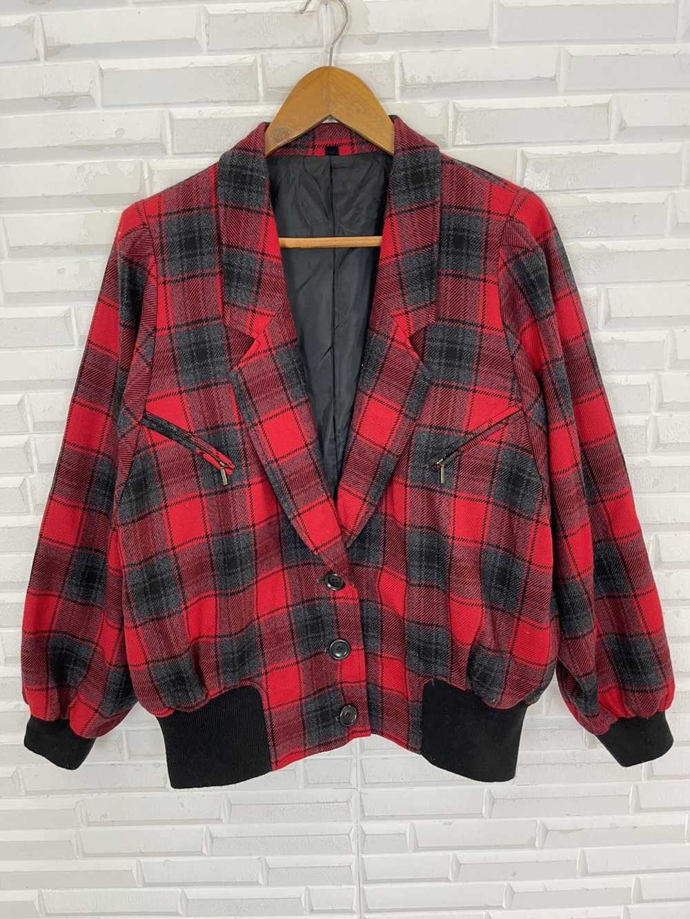 Streetwear × Varsity Jacket Vintage Tartan Varsit… - image 2