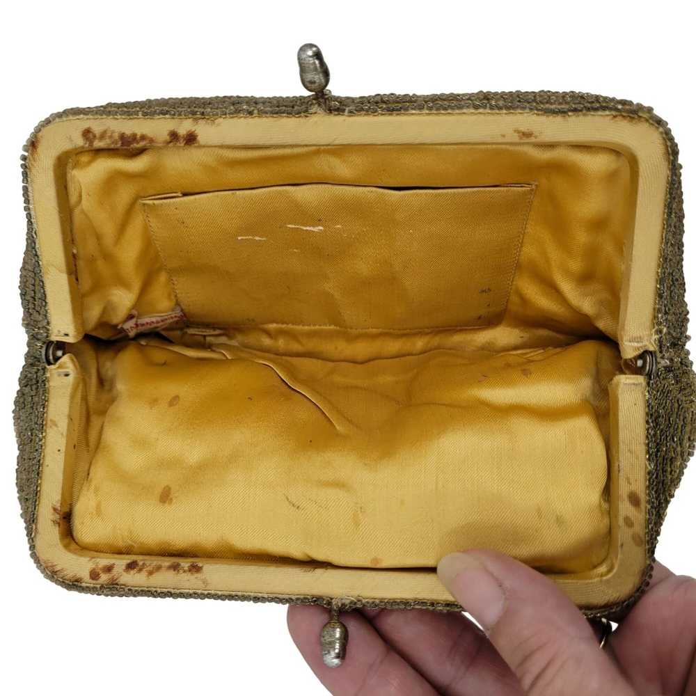 Vintage Vintage 50's Clutch Mini Bag Gold Beaded … - image 4