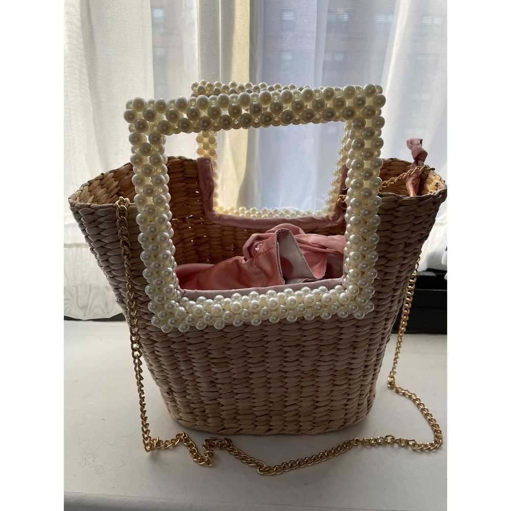 Other Lula-Ru Pearl Detail bag: straw w/pink sati… - image 3