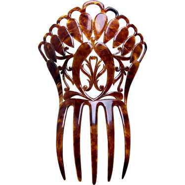 Victorian faux shell hair comb large Spanish styl… - image 1