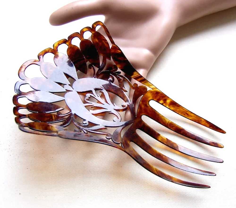Victorian faux shell hair comb large Spanish styl… - image 2
