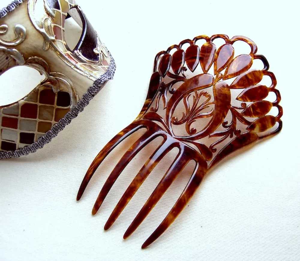 Victorian faux shell hair comb large Spanish styl… - image 6