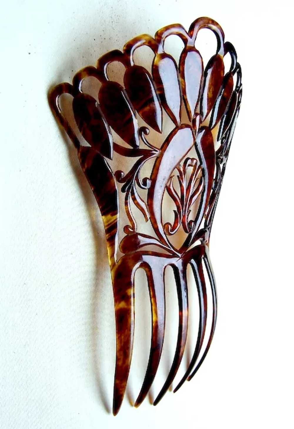 Victorian faux shell hair comb large Spanish styl… - image 7