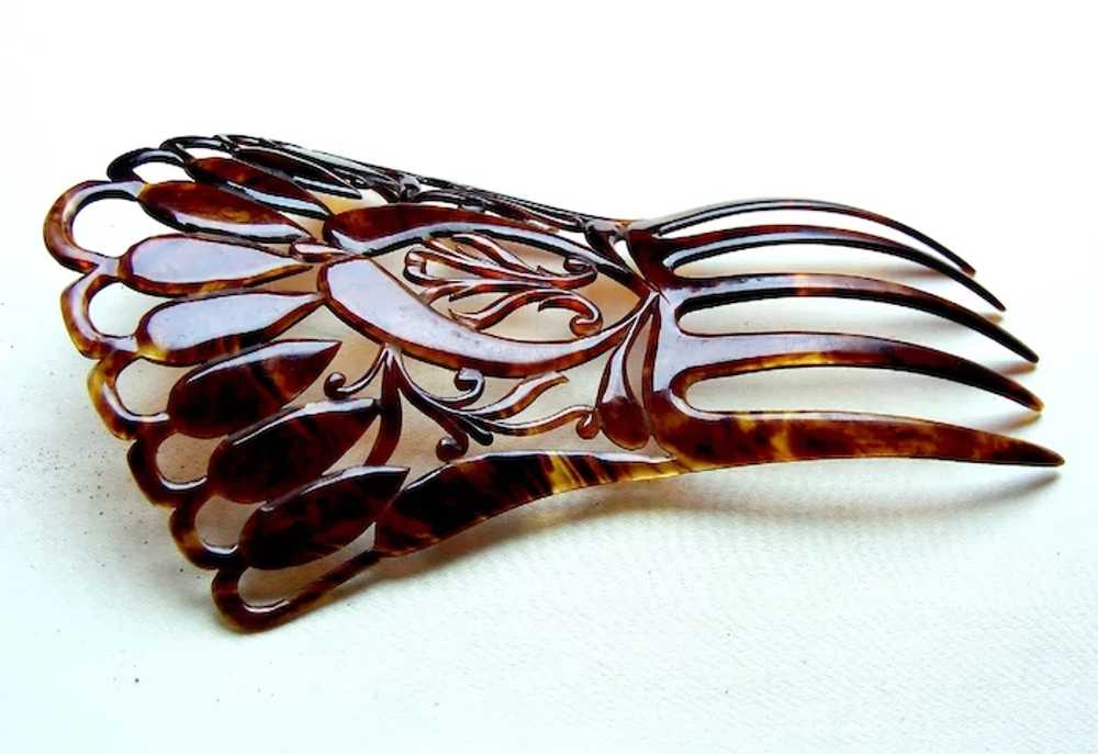 Victorian faux shell hair comb large Spanish styl… - image 8