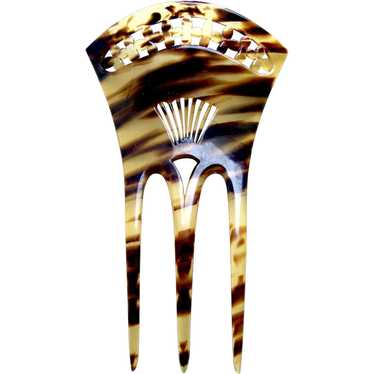 Late Victorian hair comb faux shell hair accessory - image 1
