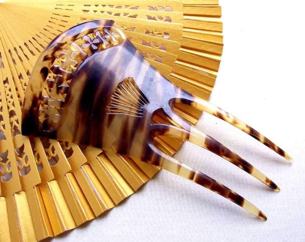 Late Victorian hair comb faux shell hair accessory - image 8