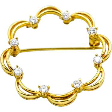1960's Diamond 14KY Gold Brooch Pin Pendant