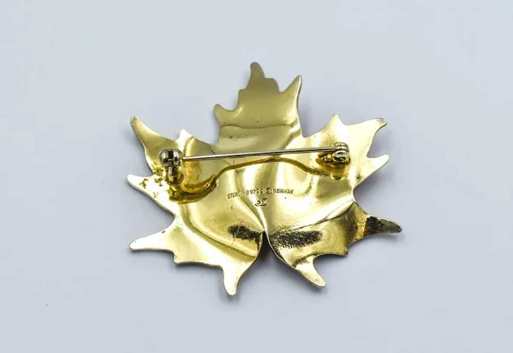 Sterling Enamel Leaf Brooch Pin Pendant - image 4
