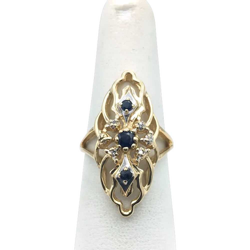 14K Sapphire & Diamond Ring - image 1