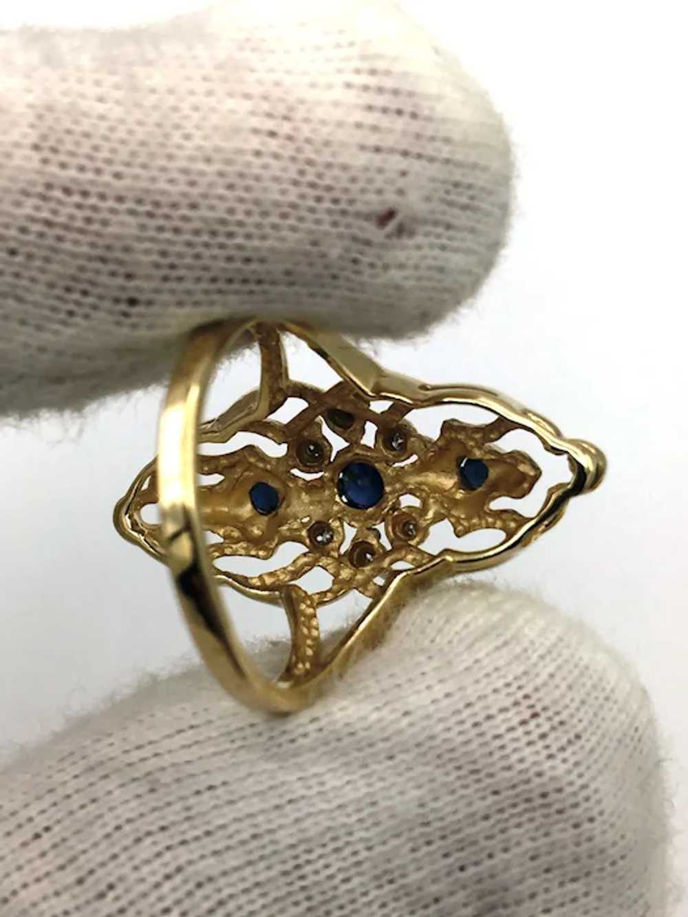 14K Sapphire & Diamond Ring - image 5