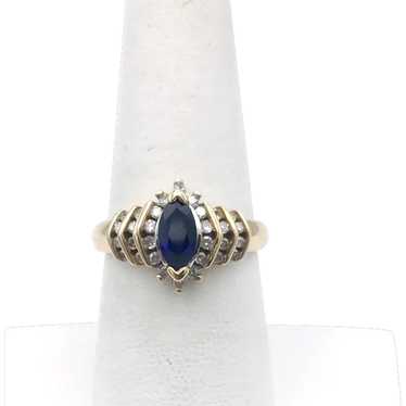 10K Lab Sapphire & Diamond Ring - image 1