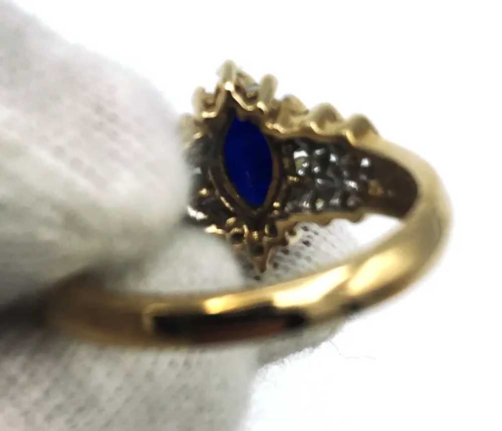 10K Lab Sapphire & Diamond Ring - image 4