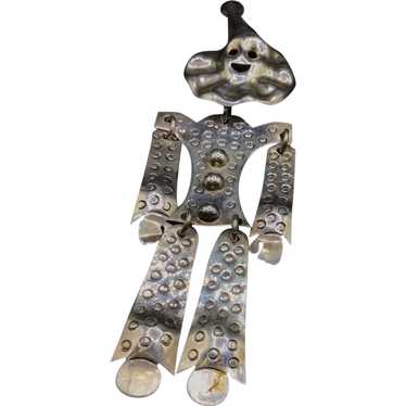 Articulated Circus Clown Brooch Sterling Silver T… - image 1