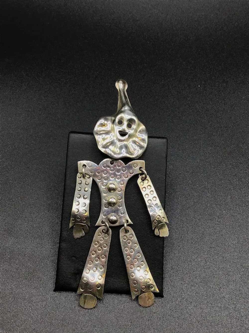 Articulated Circus Clown Brooch Sterling Silver T… - image 3